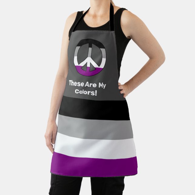 Ace pride flag and peace sign with a custom text apron (Insitu)