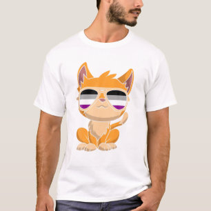 Ace Pride Funny Sunglasses Asexuality Flag Cat LGB T-Shirt