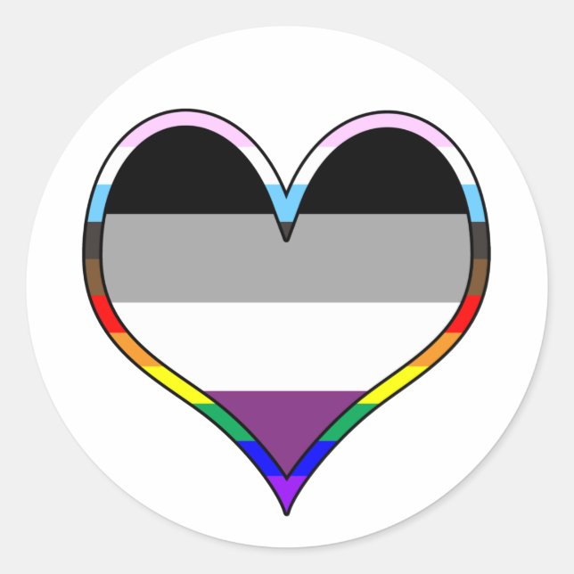 Ace Pride Heart Classic Round Sticker (Front)