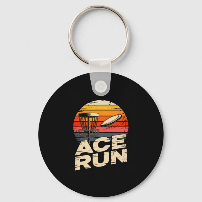 Ace Run Retro Disc Golf Sket Ace Run Sunset  Keychain (Front)