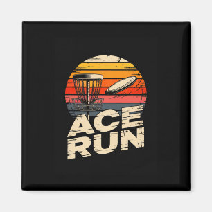 Ace Run Retro Disc Golf Sket Ace Run Sunset Magnet