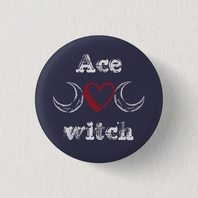 Ace witch (asexual) badge / 1 inch round button (Front)
