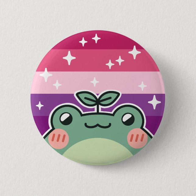 Aceflux LGBT Pride Flag Frog 2 Inch Round Button (Front)