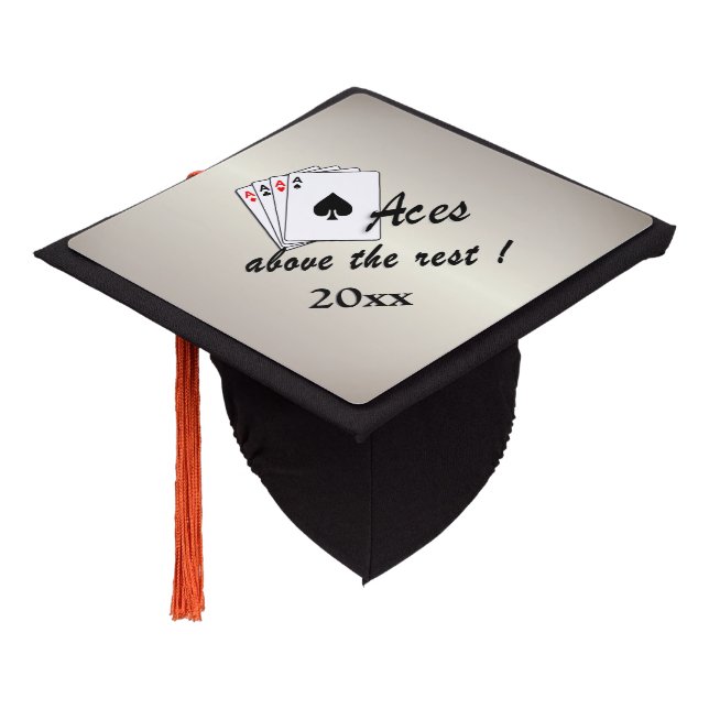 Aces Above the Rest Gold Graduation Cap Topper (Angled)