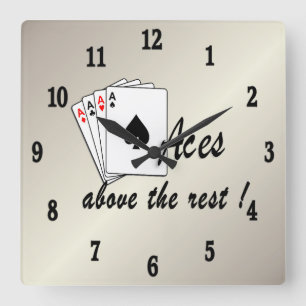Aces Above the Rest Gold Square Wall Clock