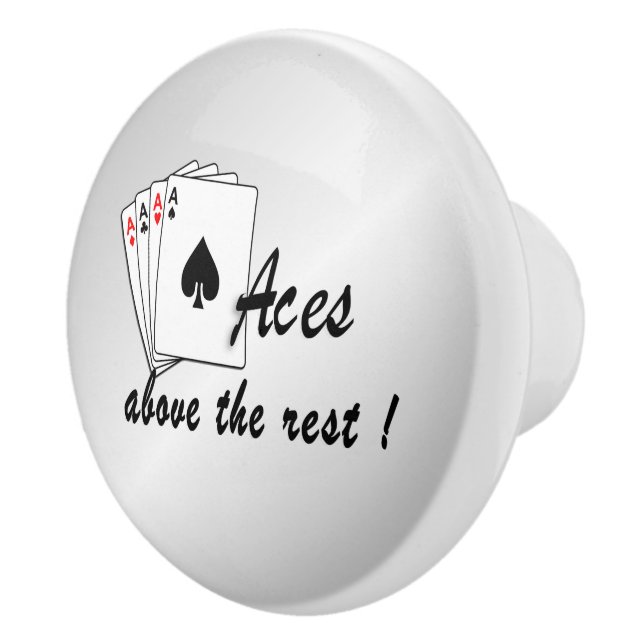 Aces Above the Rest Silver Ceramic Knob (Right)
