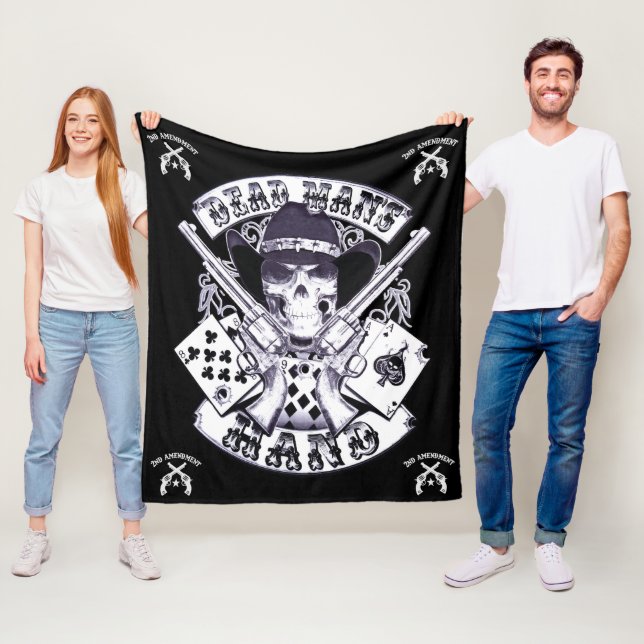 Aces And Eights Dead Man's Hand Cowboy Skull Fleece Blanket (In Situ)