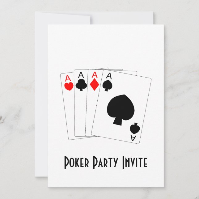 Aces Design Poker Party Invitation (Front)
