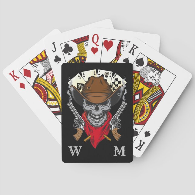 Aces N Eights Dead Man's Hand Cowboy Monogram Playing Cards (Back)