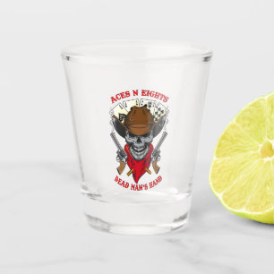 Aces N Eights Dead Man's Hand Cowboy Skull Shot Glass