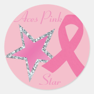 Aces Pink Ribbon Star Sticker