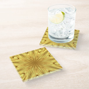 Achempong Designer: Crimson & Gold Opulent Table Glass Coaster