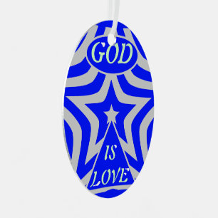 Achempong God Is Love Star Blue Geometric  Metal Ornament