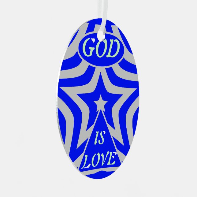 Achempong God Is Love Star Blue Geometric  Metal Ornament (Front Right)