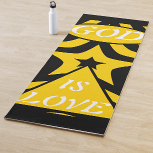 Achempong God Is Love Star Cyber Yellow & Black  Yoga Mat