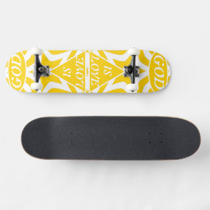Achempong God Is Love Star Cyber Yellow & White  Skateboard