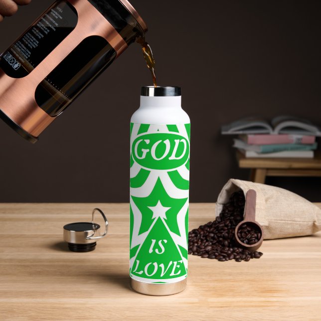 Achempong God Is Love Star Dark Pastel Green Faith Water Bottle (Coffee (Rotated))
