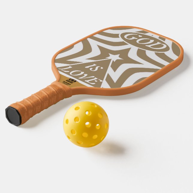Achempong God Is Love Star Light Taupe - Tan Base Pickleball Paddle (Laydown 2)