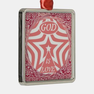 Achempong God Is Love Star Red Swirl Premium  Metal Ornament