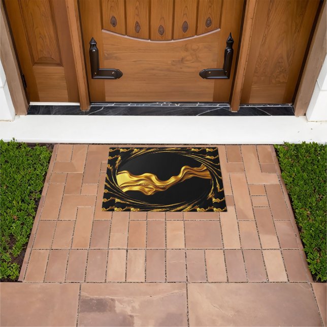 Achempong Gold Black Monochrome Christian Doormat (Outdoor)