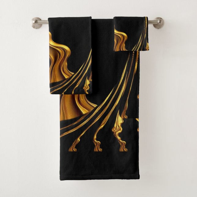 Achempong Gold Black Monochrome Christian Opulent  Bath Towel Set (Insitu)