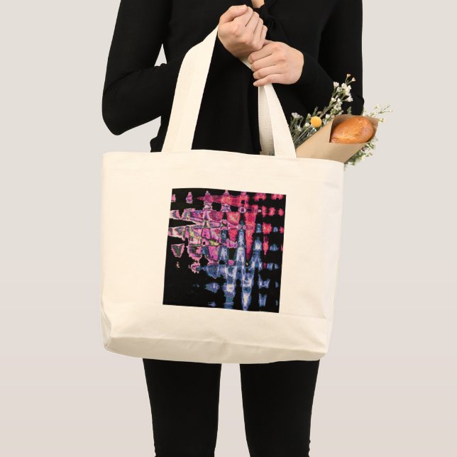 Achempong Modern Synthwave: Pink Blue Abstract  Large Tote Bag (Front (Product))