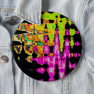Achempong Neon Crimson: Abstract Glitch Art 6 Inch Round Button