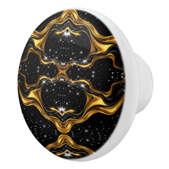 Achempong Opulent Gold Black Monochrome Designer O Ceramic Knob (Right)