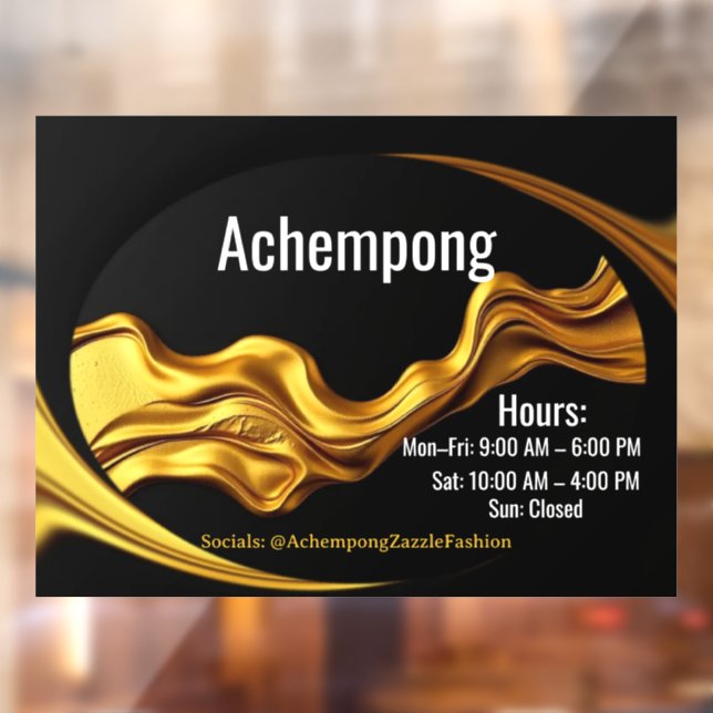 Achempong Personalized Glass Door Decal: Gold Wave Window Cling (Sheet 2)