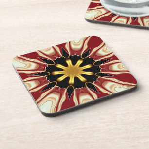Achempong: Starburst Deep Crimson & Gold Luxury Coaster