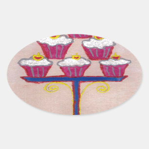 Achempong's Artful Inspirational Cupcake Couture Oval Sticker
