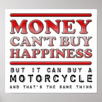 Acheter Happiness Motorcycle Funny Poster