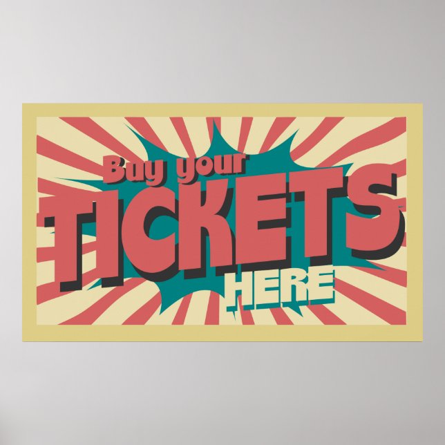 Acheter vos billets ici affiche vintage (Devant)