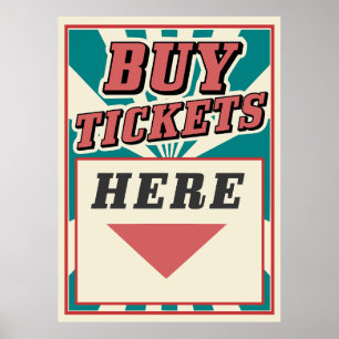 Achetez vos billets ici affiche rétro vintage