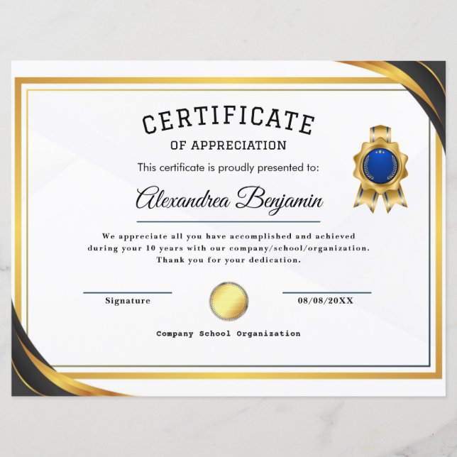 Achievement Appreciate Certificate (Front)
