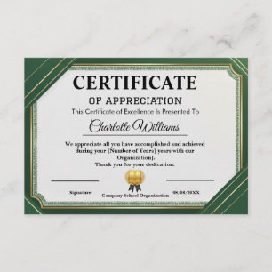 Achievement Appreciate Gold Green Certificate