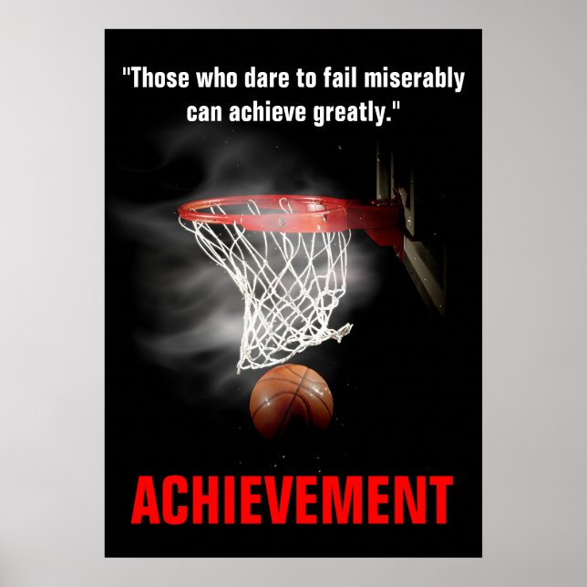 Achievement Basketball Inspirational Motivational Poster (Front)