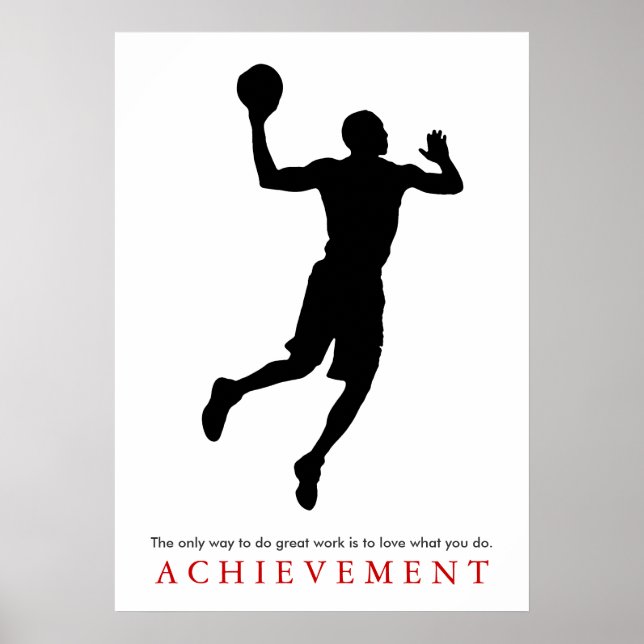 Achievement Quote Motivational Basketball Player Poster (Front)