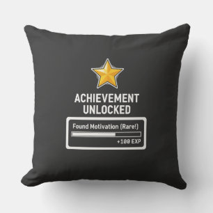 Achievement Unlocked Found Motivation Gamer Style Throw Pillow