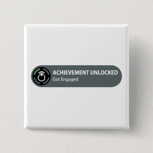 Achievement Unlocked - Got Engaged 2 Inch Square Button (Front)