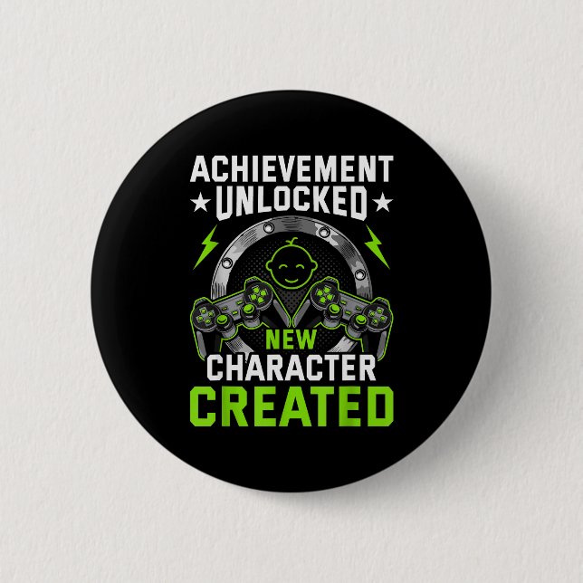 Achievement Unlocked New Character D Video Gamer  2 Inch Round Button (Front)
