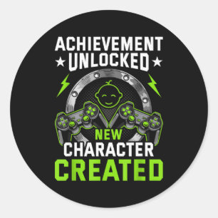 Achievement Unlocked New Character D Video Gamer  Classic Round Sticker