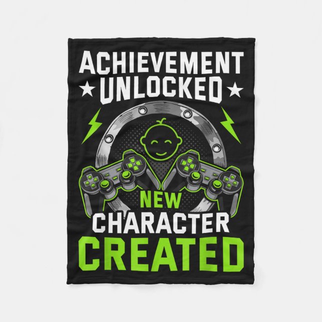 Achievement Unlocked New Character D Video Gamer  Fleece Blanket (Front)