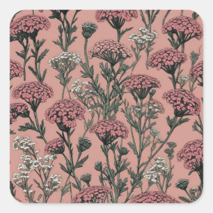 Achillea Desert Eve Deep Rose pattern Square Sticker
