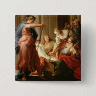 Achilles at the Court of King Lycomedes with his D 2 Inch Square Button