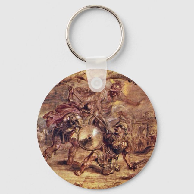 Achilles Defeated Hector.,  By Peter Paul Rubens Keychain (Front)