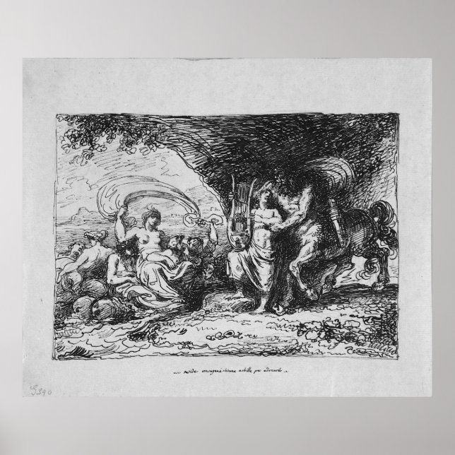 Achilles Taught by Centaur Chiron How to Play Lyre Poster (Front)