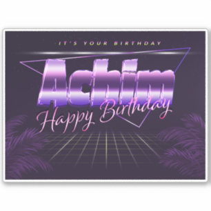 Achim Name Vorname lila retro Sticker Geburtstag