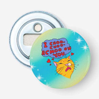 Achoo On You Text With Loving Orange Cat Bottle Opener
