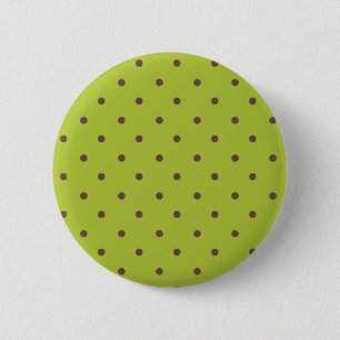 Acid Green And Brown Polka Dots Pattern 2 Inch Round Button